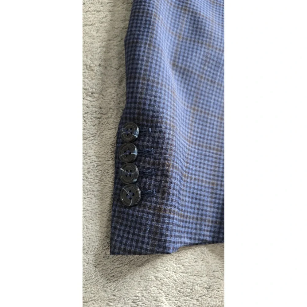 Canali 1934 Blazer Sportscoat Mens 46R Blue Plaid Italian Wool 2-Button